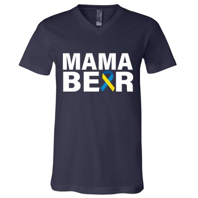 Mama Bear Down Syndrome Awareness V-Neck T-Shirt