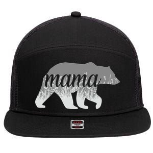 Mama Bear Floral Logo 7 Panel Mesh Trucker Snapback Hat