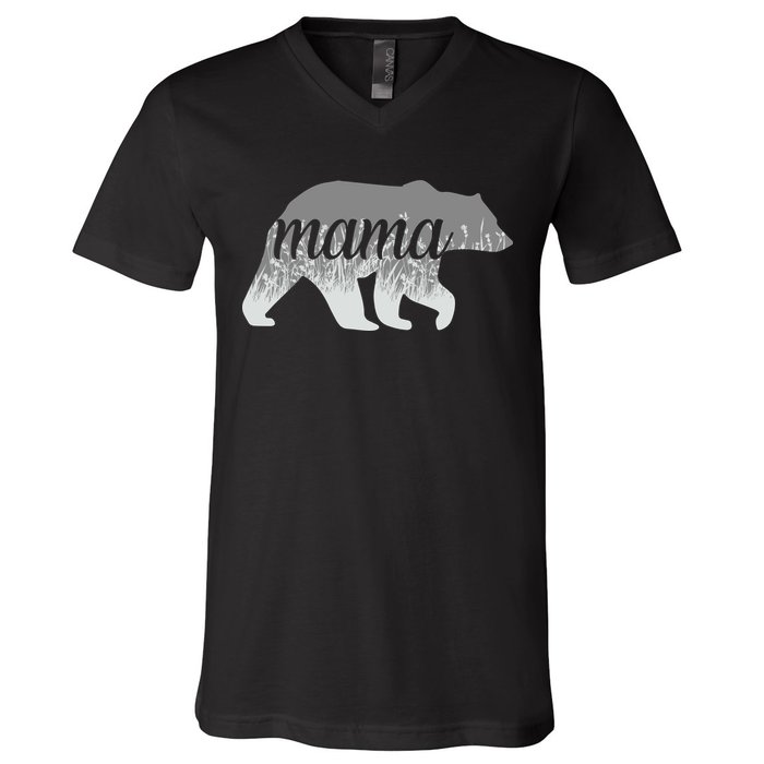 Mama Bear Floral Logo V-Neck T-Shirt