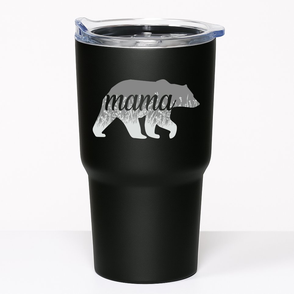 Mama Bear Floral Logo Tumbler