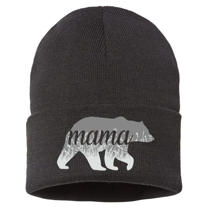 Mama Bear Floral Logo Sustainable Knit Beanie