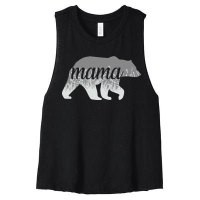 Mama Bear Floral Logo Women's Racerback Cropped Tank