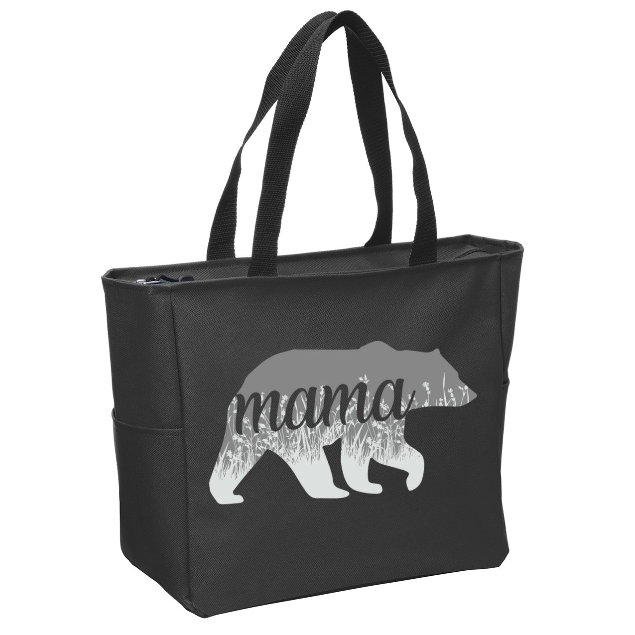 Mama Bear Floral Logo Zip Tote Bag