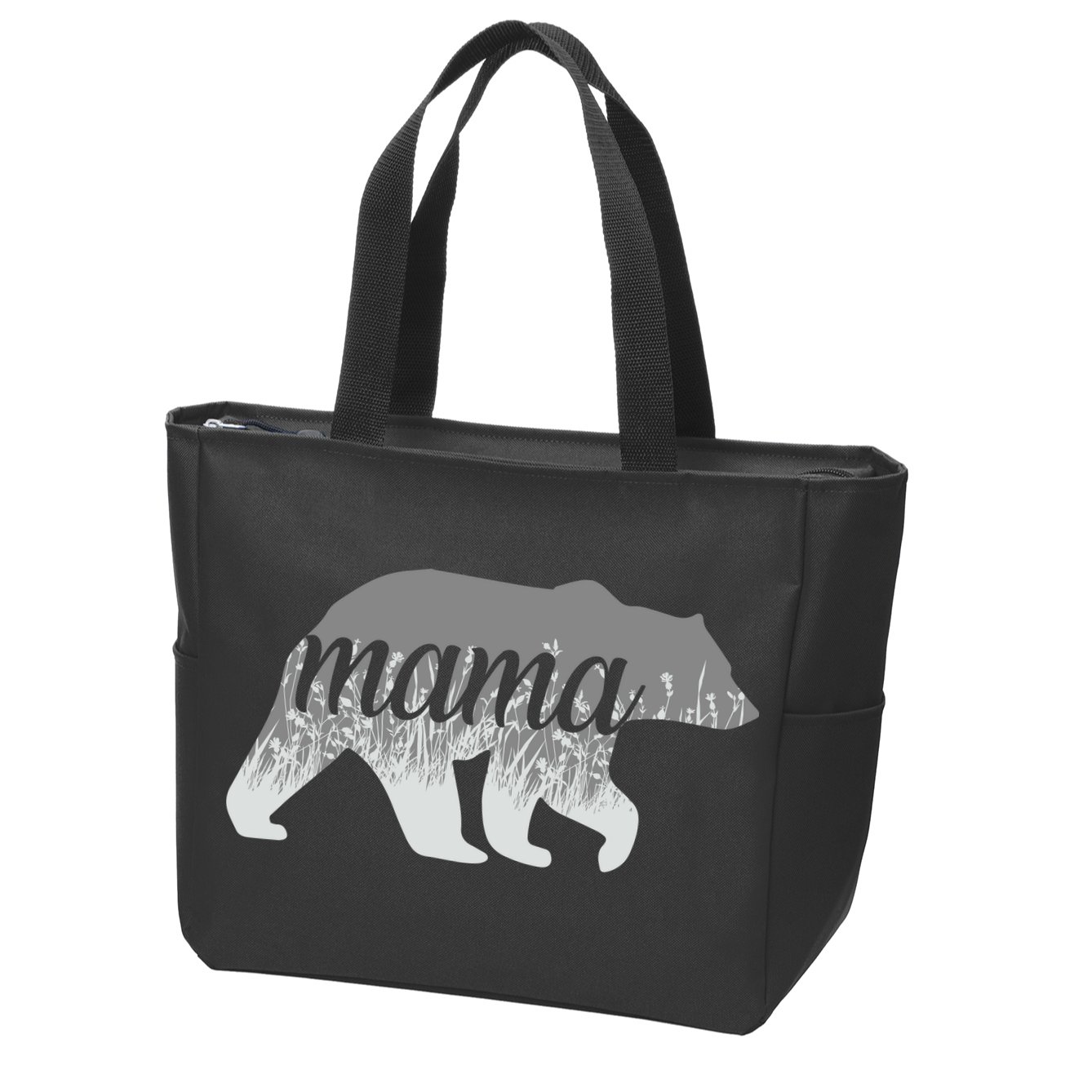 Mama Bear Floral Logo Zip Tote Bag