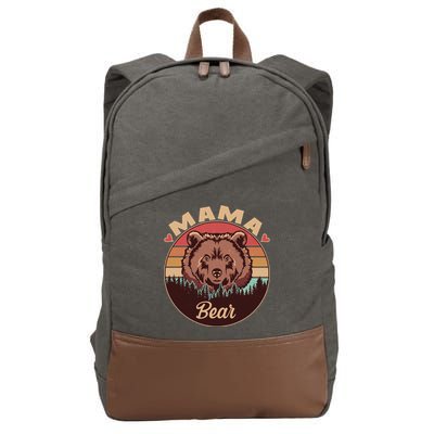 Mama Bear Vintage Bear Emblem Cotton Canvas Backpack