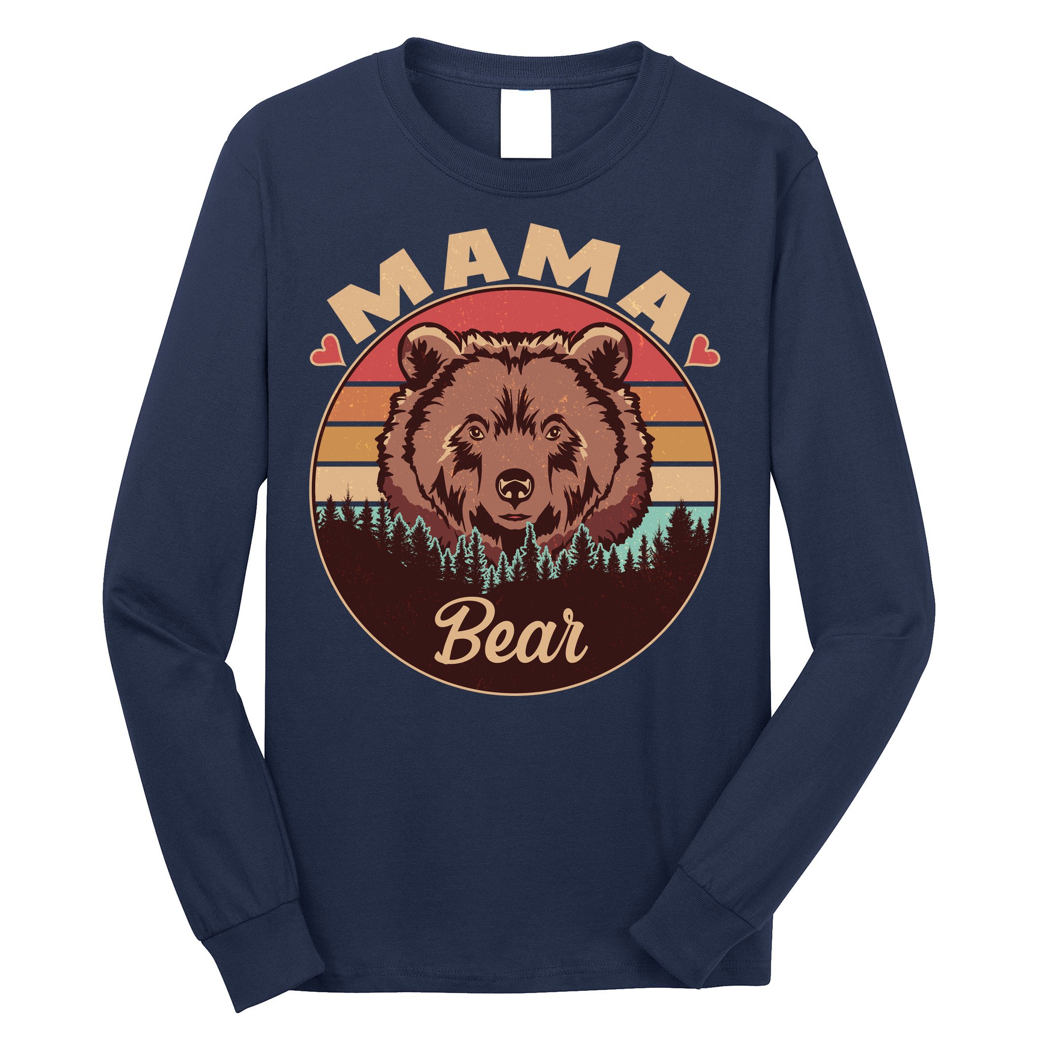 Mama Bear Vintage Bear Emblem Long Sleeve Shirt
