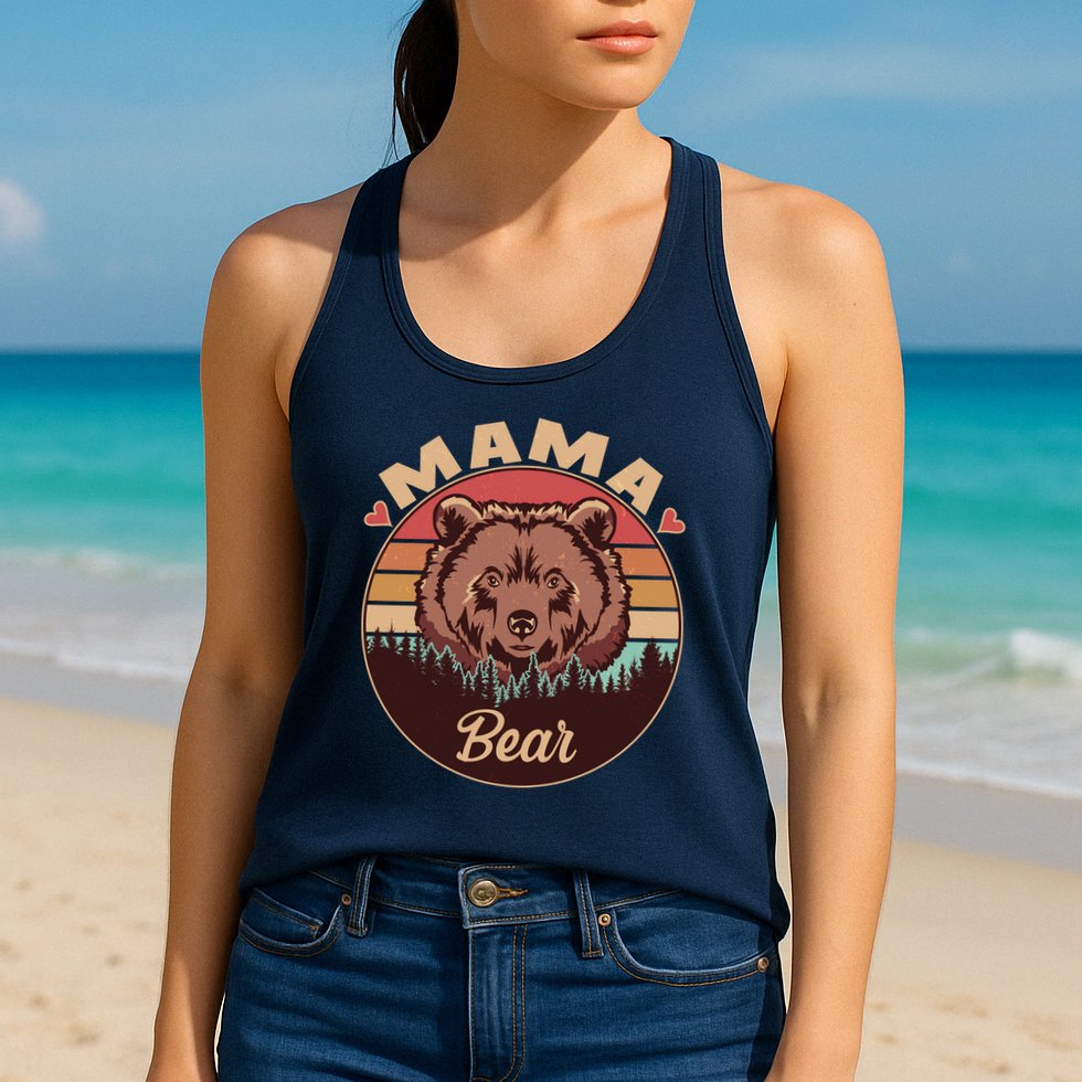 Mama Bear Vintage Bear Emblem Womens Tank Top