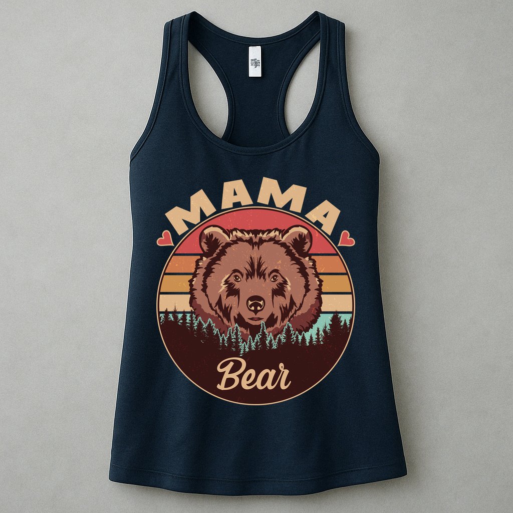 Mama Bear Vintage Bear Emblem Womens Tank Top