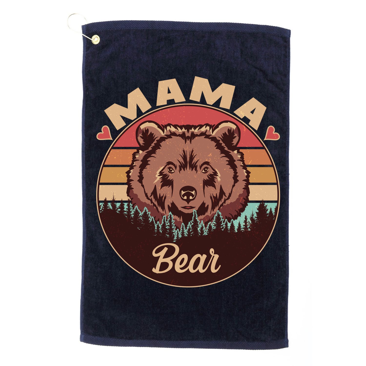 Mama Bear Vintage Bear Emblem Golf Towel