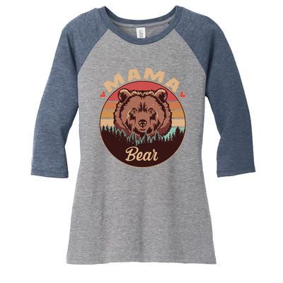 Mama Bear Vintage Bear Emblem Women's Tri-Blend 3/4-Sleeve Raglan Shirt