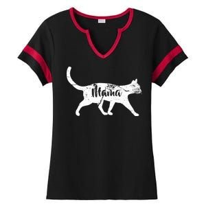 Mama Cat Mom Ladies Halftime Notch Neck Tee