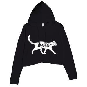 Mama Cat Mom Crop Fleece Hoodie