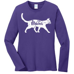 Mama Cat Mom Ladies Long Sleeve Shirt