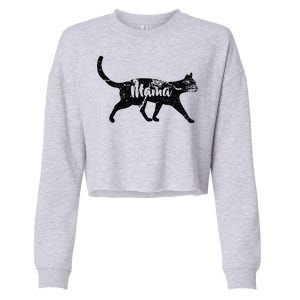 Mama Cat Mom Cropped Pullover Crew