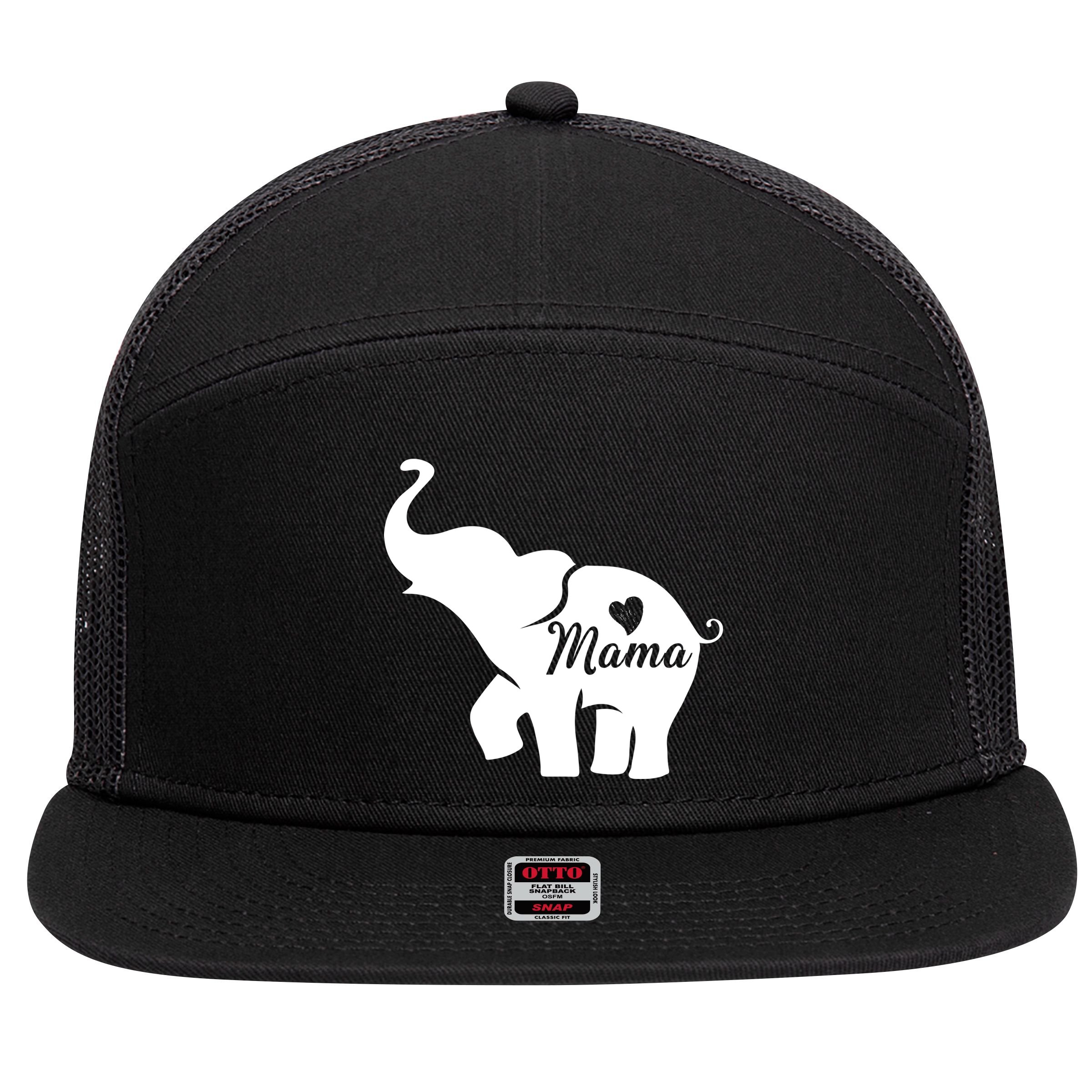 Mama Elephant  7 Panel Mesh Trucker Snapback Hat
