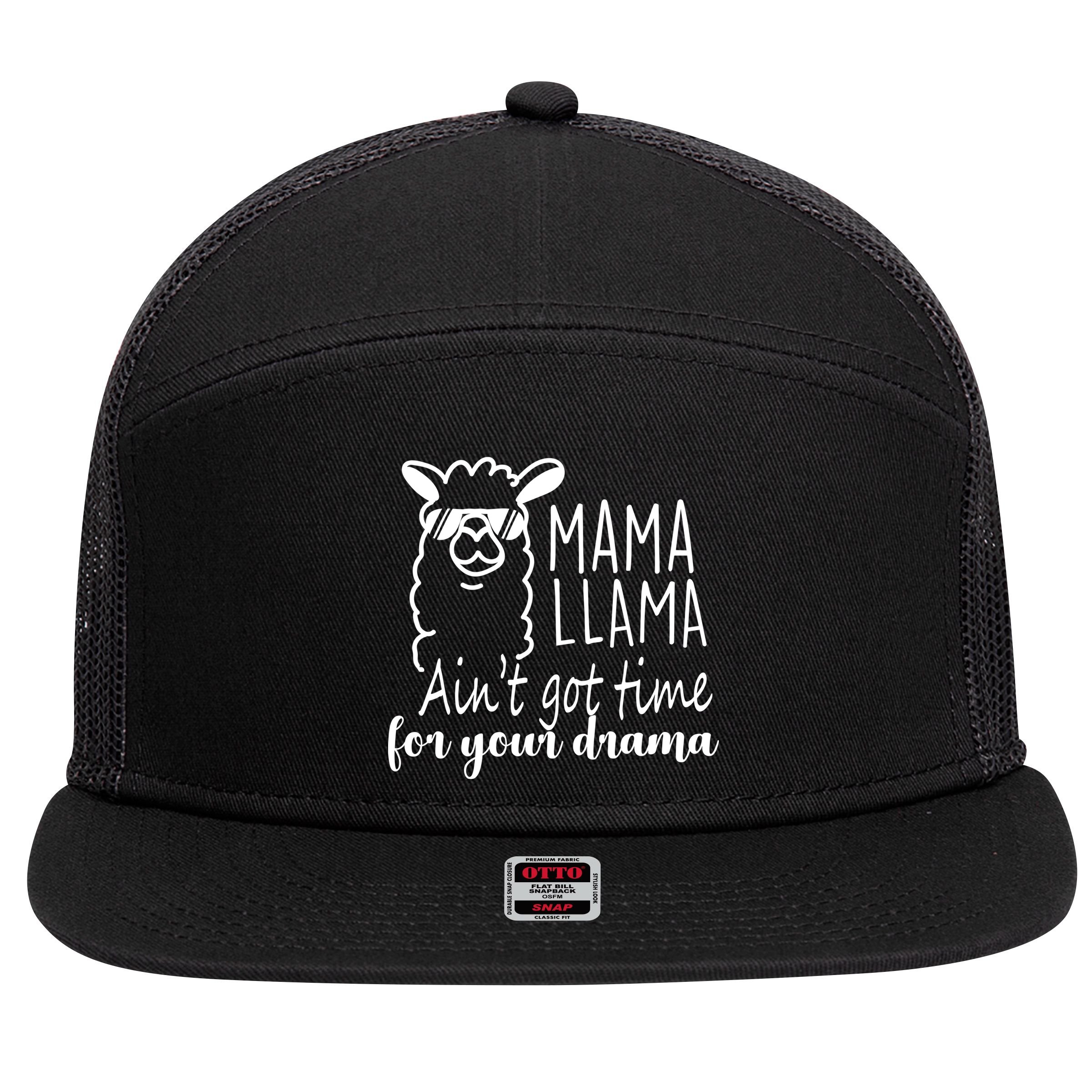 Mama Llama Drama 7 Panel Mesh Trucker Snapback Hat
