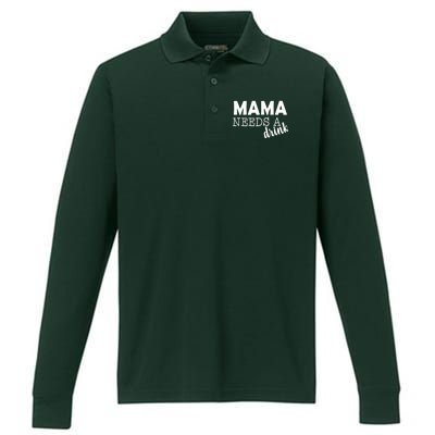 Mama Needs A Drink Performance Long Sleeve Polo