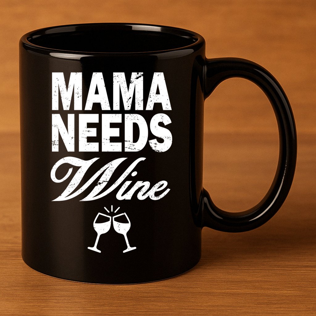 Mama Needs Wine 11oz C Handle Ceramic Mug