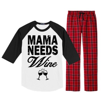 Mama Needs Wine Raglan Sleeve Pajama Set