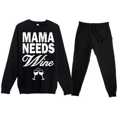 Mama Needs Wine Premium Crewneck Sweatsuit Set