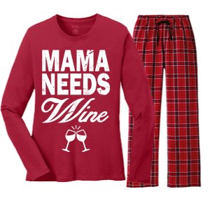 Mama Needs Wine Women's Long Sleeve Flannel Pajama Set 