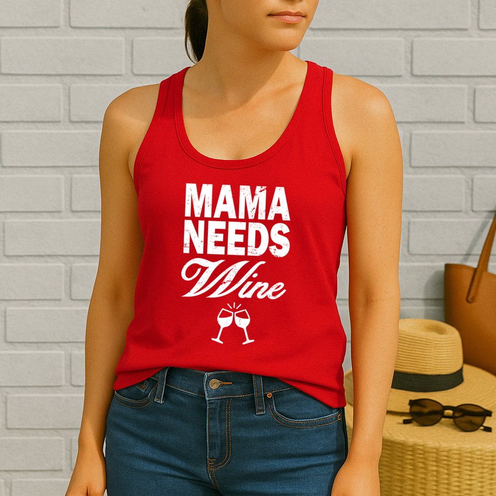 Mama Needs Wine Womens Tank Top