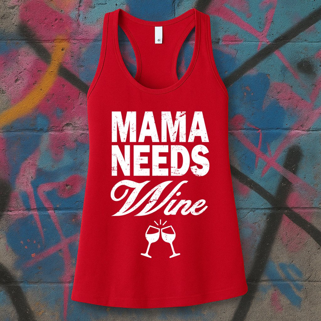 Mama Needs Wine Womens Tank Top