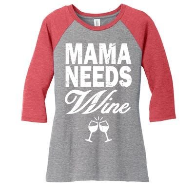 Mama Needs Wine Women's Tri-Blend 3/4-Sleeve Raglan Shirt