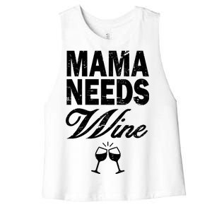 Mama Needs Wine Women's Racerback Cropped Tank