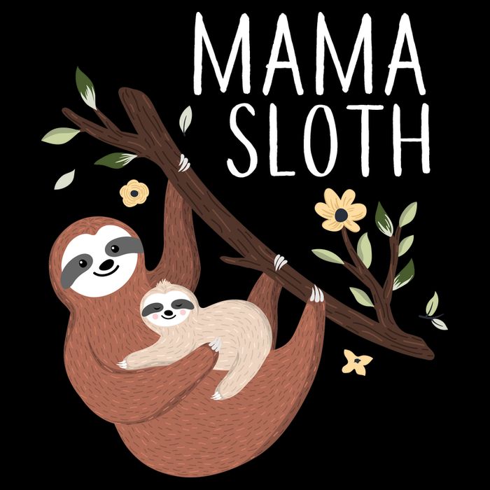 Mama Sloth Stripe Pom Pom Beanie