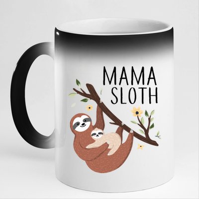 Mama Sloth 11oz Black Color Changing Mug