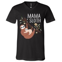 Mama Sloth V-Neck T-Shirt