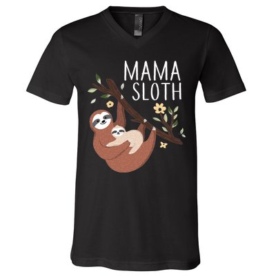 Mama Sloth V-Neck T-Shirt