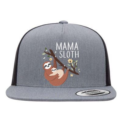 Mama Sloth Flat Bill Trucker Hat