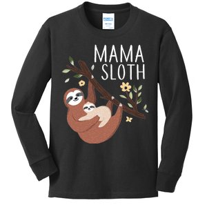 Mama Sloth Kids Long Sleeve Shirt