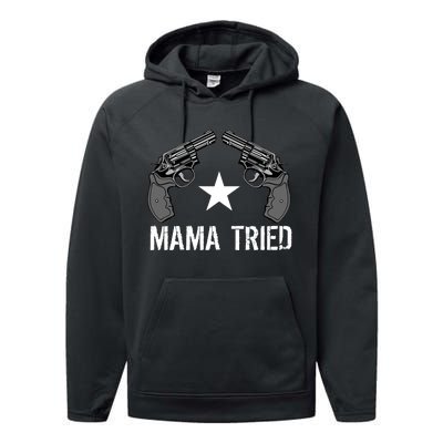 Mama Tried Gun Rights Logo Performance Fleece Hoodie