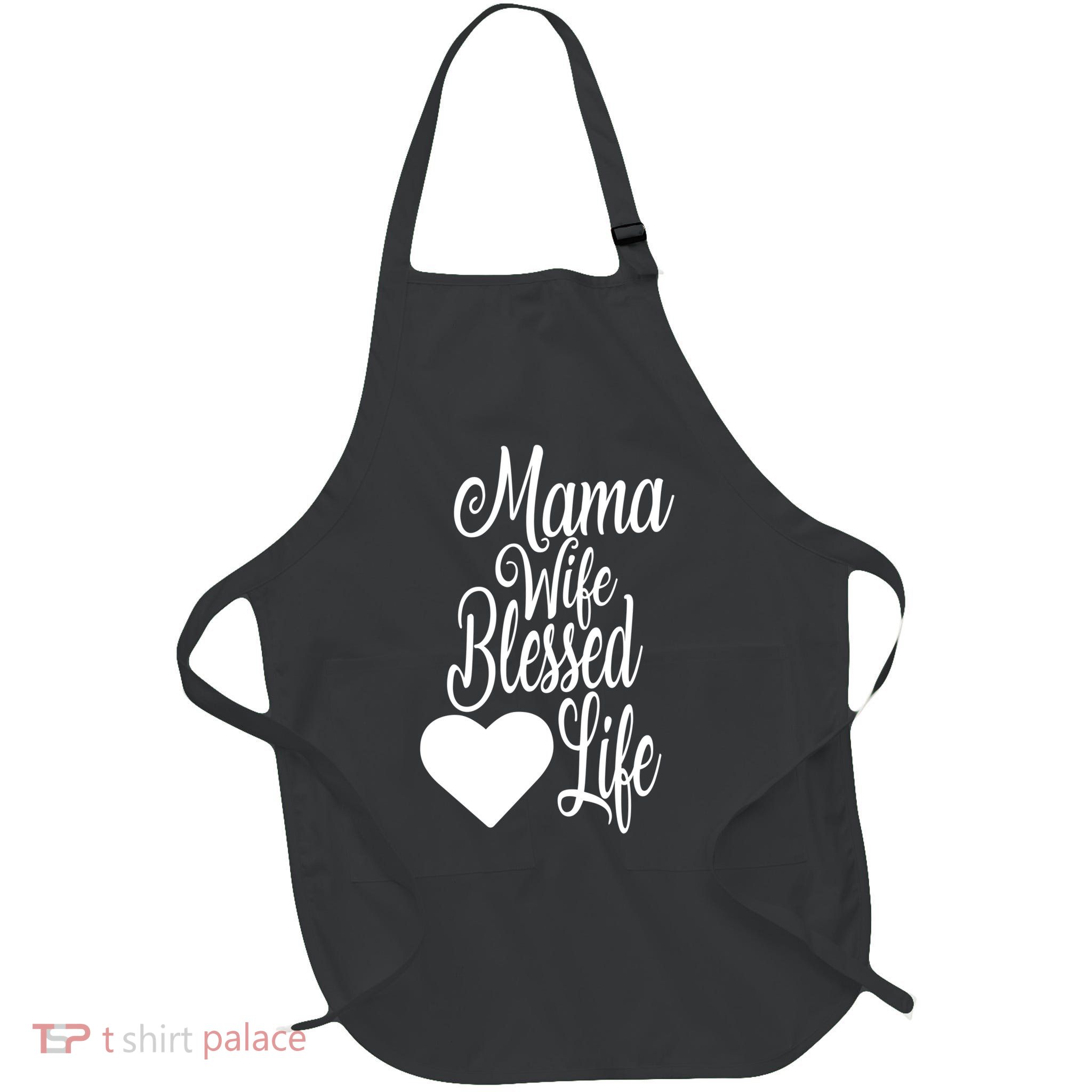 Mama Wife Blessed Life Full-Length Apron With Pockets