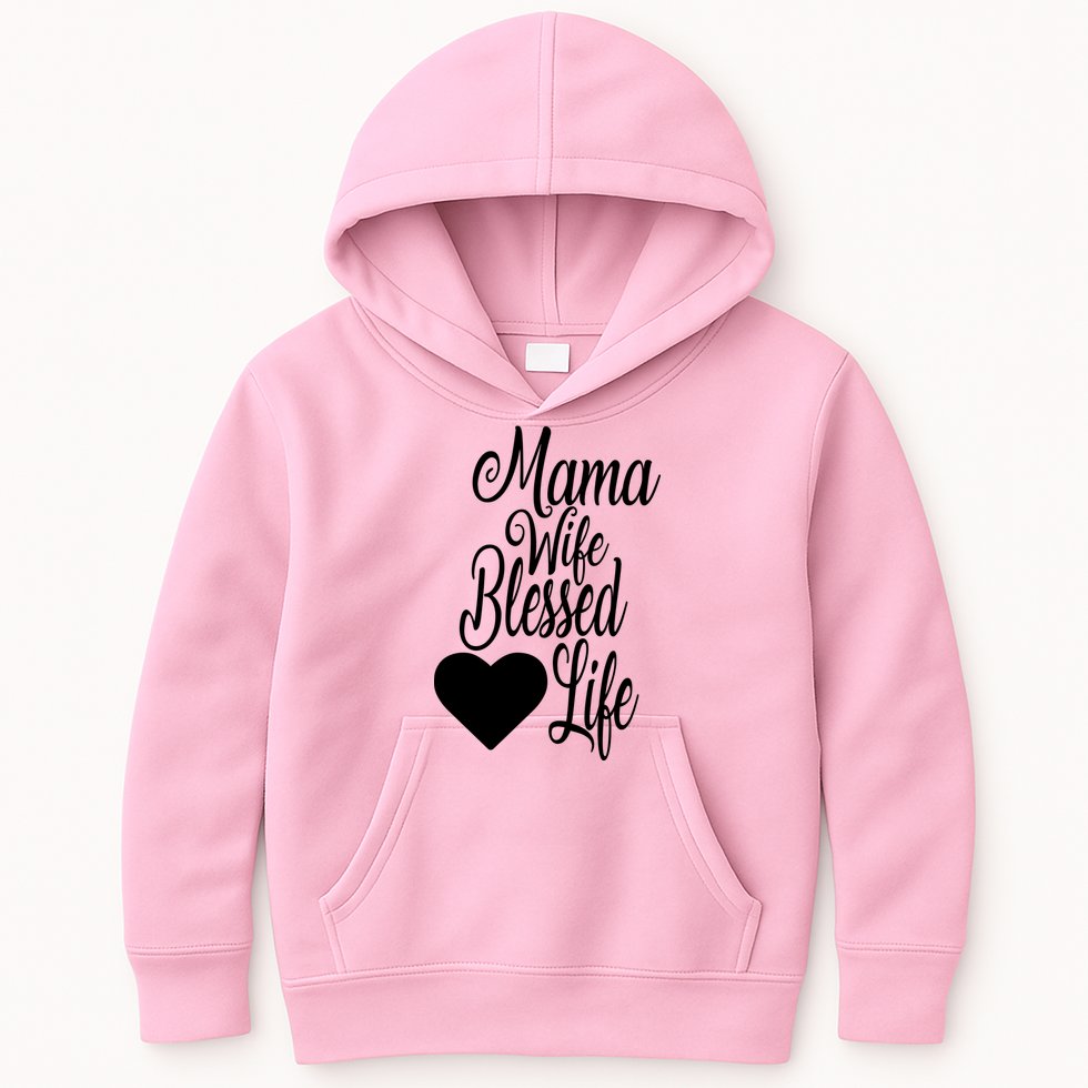 Mama Wife Blessed Life Kids Hoodie