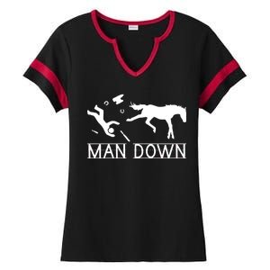 Man Down Horseshoer Funny Horse Ladies Halftime Notch Neck Tee