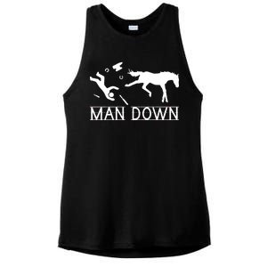 Man Down Horseshoer Funny Horse Ladies PosiCharge Tri-Blend Wicking Tank