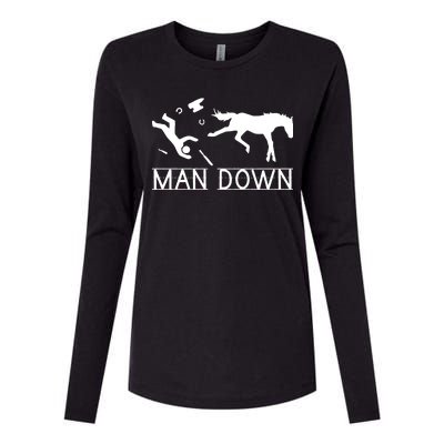 Man Down Horseshoer Funny Horse Womens Cotton Relaxed Long Sleeve T-Shirt