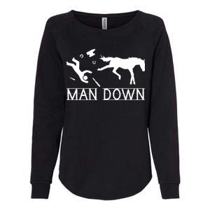 Man Down Horseshoer Funny Horse Womens California Wash Sweatshirt