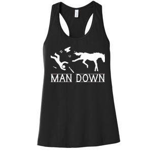 Man Down Horseshoer Funny Horse Women's Racerback Tank