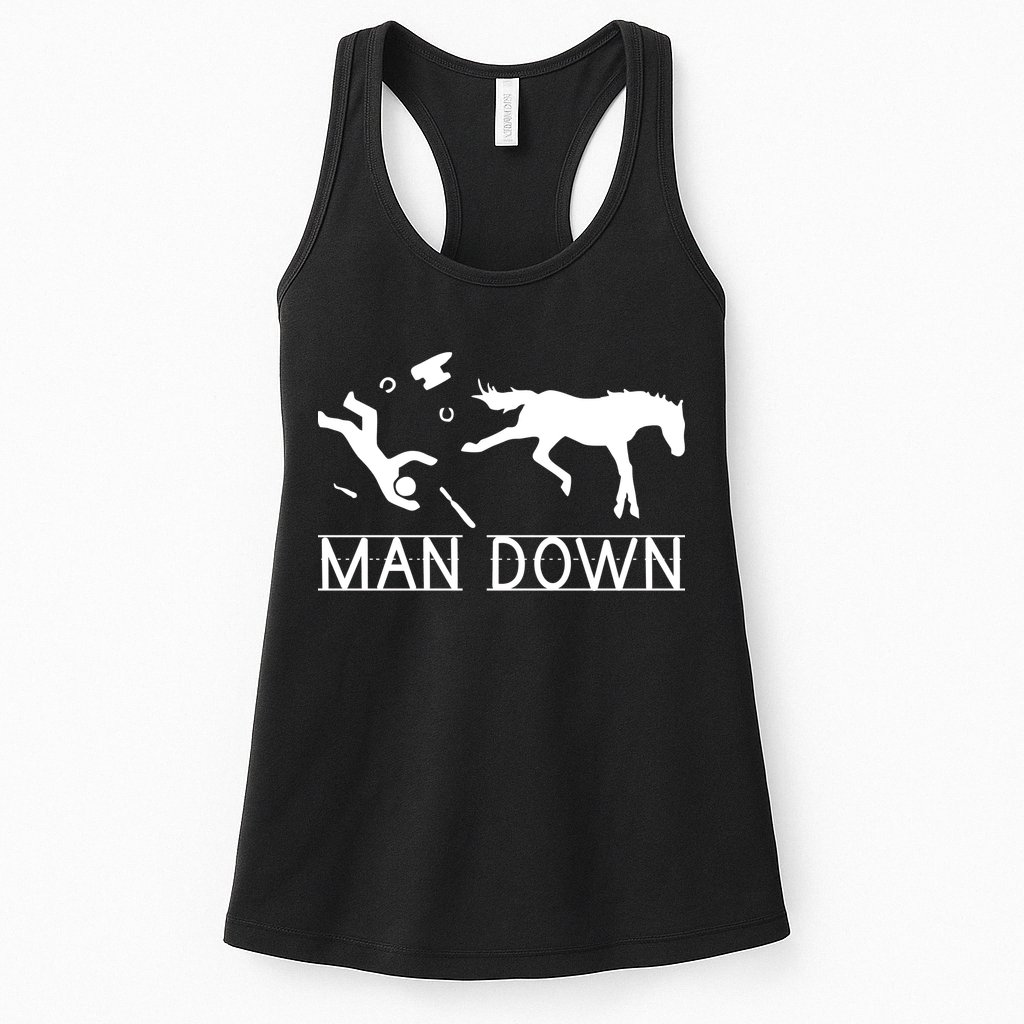 Man Down Horseshoer Funny Horse Womens Tank Top