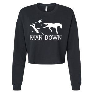 Man Down Horseshoer Funny Horse Cropped Pullover Crew