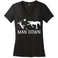 Man Down Horseshoer Funny Horse Women's V-Neck T-Shirt