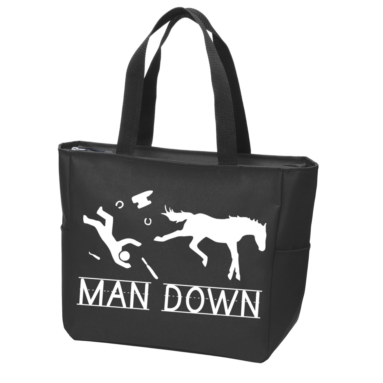Man Down Horseshoer Funny Horse Zip Tote Bag