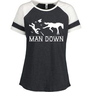 Man Down Horseshoer Funny Horse Enza Ladies Jersey Colorblock Tee