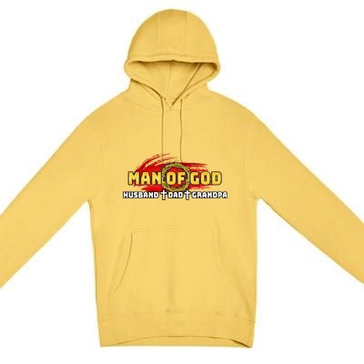 Man Of God Husband Dad Grandpa Premium Pullover Hoodie