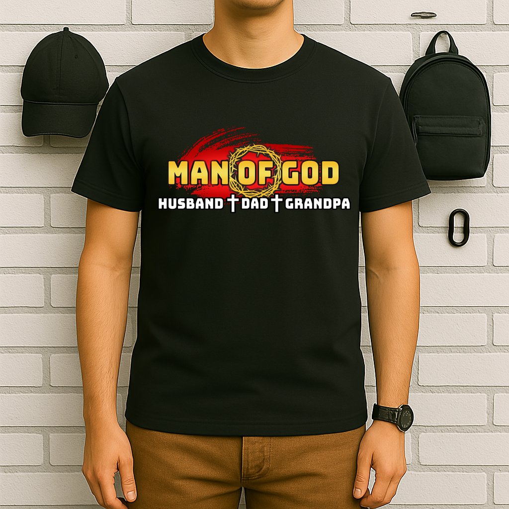 Man Of God Husband Dad Grandpa T-Shirt